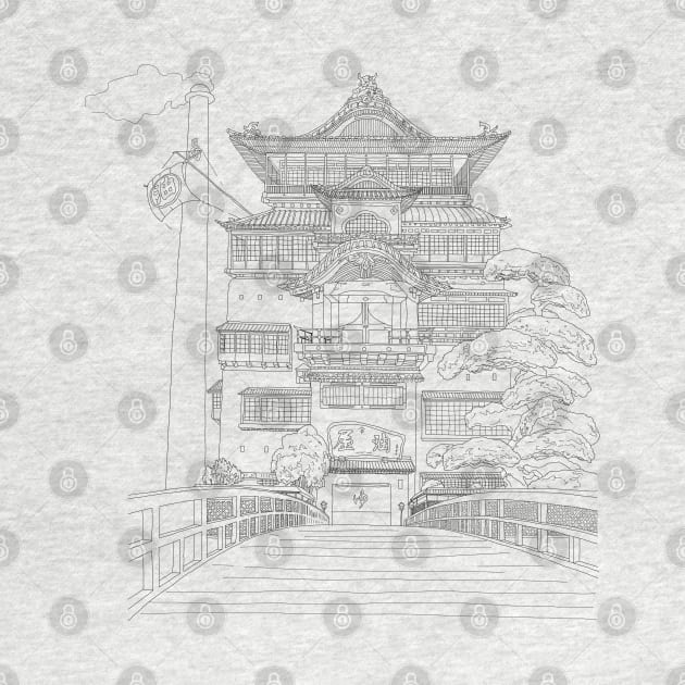 Bath House Japanese Anime Illustration by RetroGeek